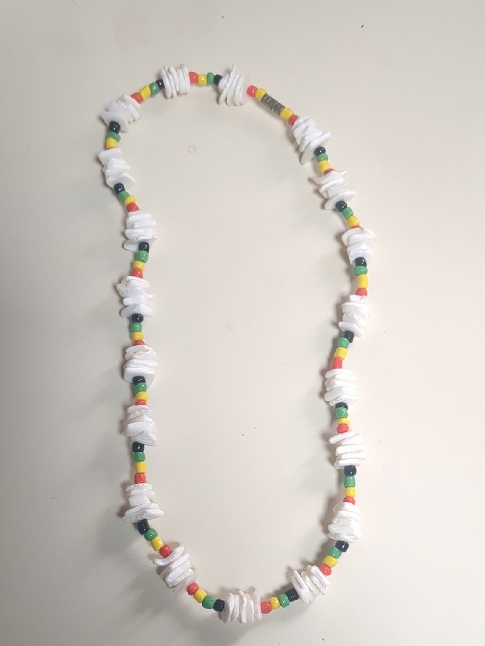 White Shell & Multicolor Bead Necklace